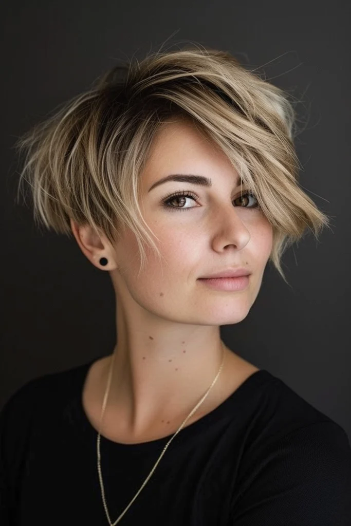 Asymmetrical⁤ Highlighted Long pixie