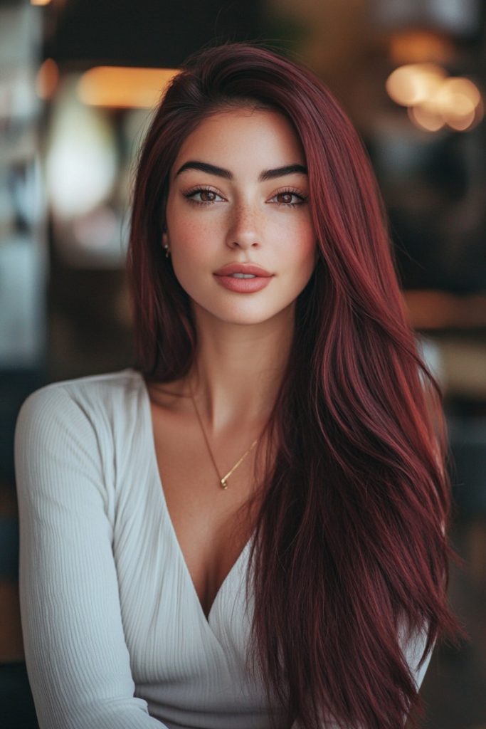 22 Creative Hair Colors ‌for Long Hair You’ll actually Want to Try - Deep Chocolate Cherry Haircolors for the Long ⁢Hair