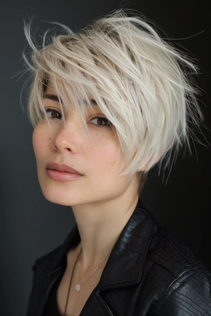 Fine Hair Edgy Long ‌Pixie Cut