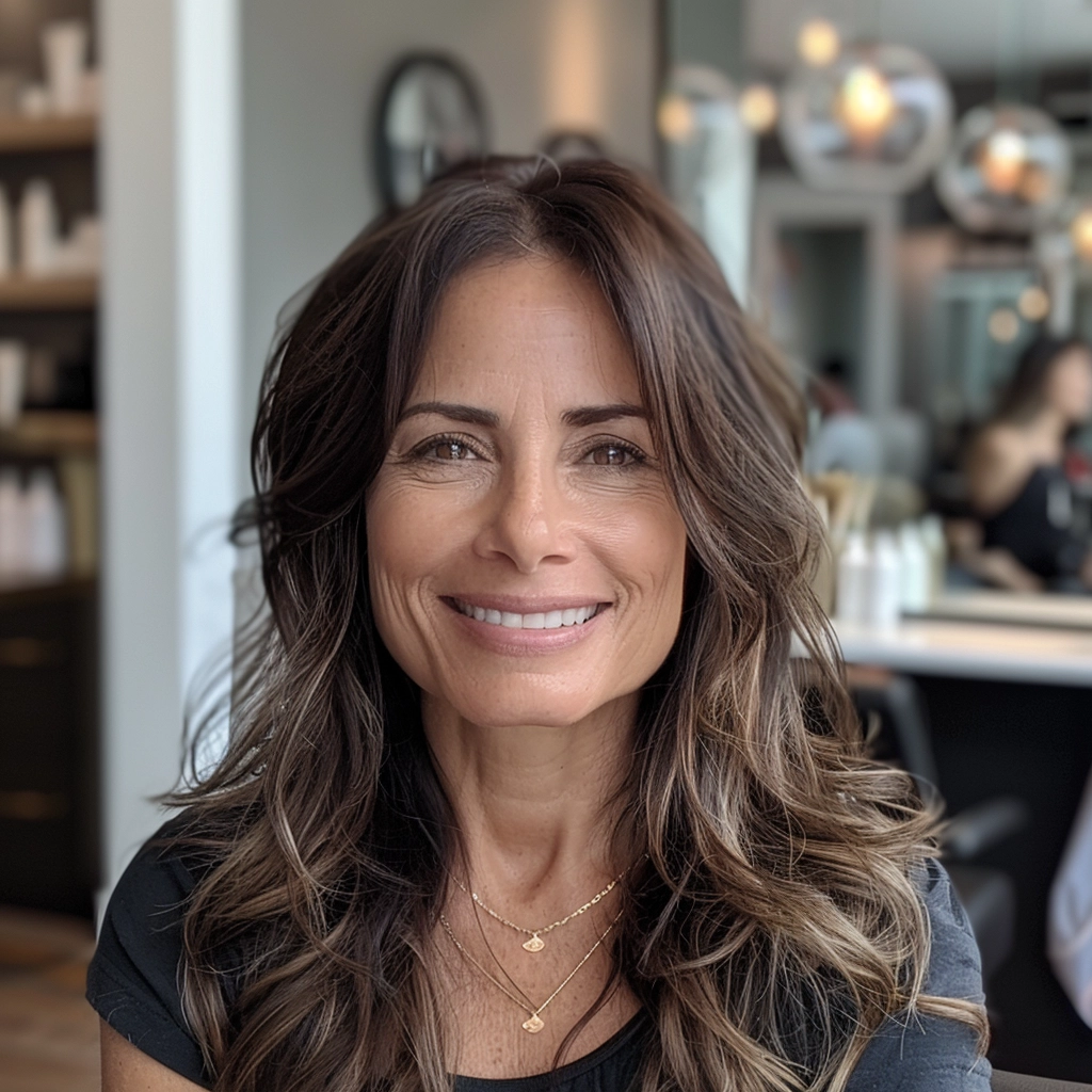 Long Layered Brunette With ​Subtle Highlights