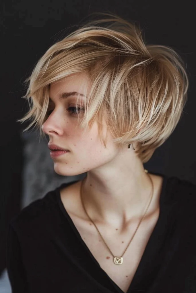 Nape length Layered Long Pixie