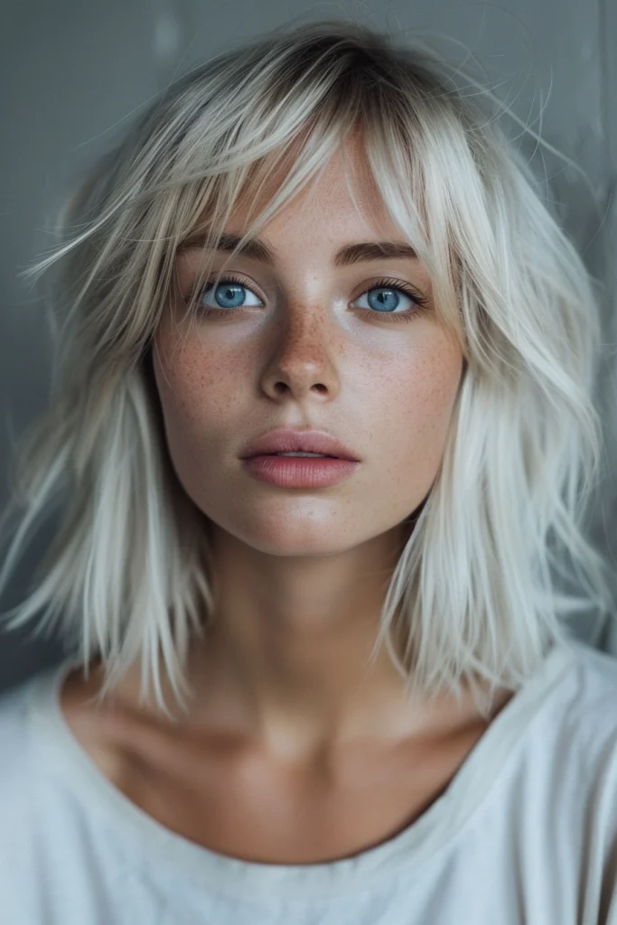 Shaggy‌⁣ Platinum⁤ Bob on Fine Hair With Razored Ends