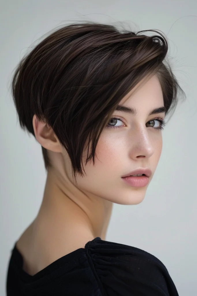 Tapered Nape Side Parted Pixie