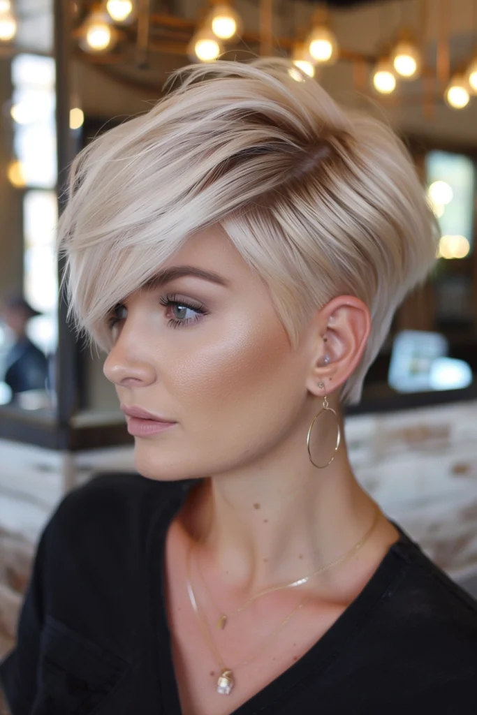 Voluminous Blonde Pixie With Side ​Bangs